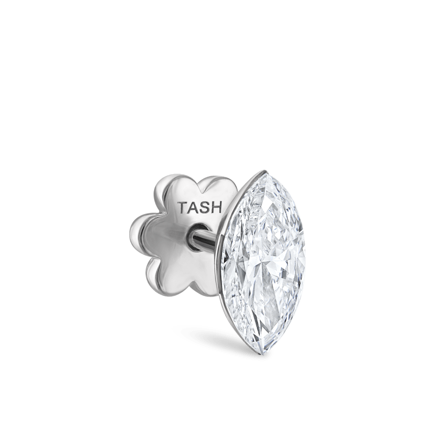 Invisible Set Diamond Marquise Threaded Stud Earring With Titanium Backing