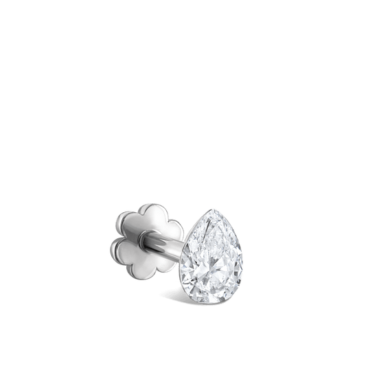 Invisible Set Diamond Pear Threaded Stud Earring With Titanium Backing