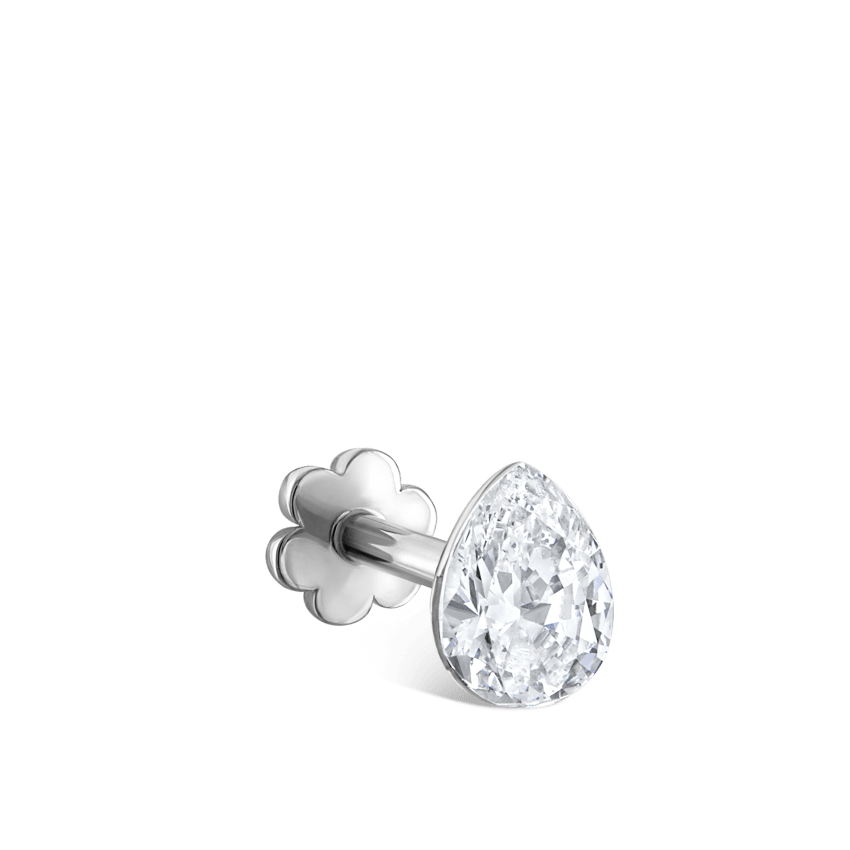Invisible Set Diamond Pear Threaded Stud Earring With Titanium Backing