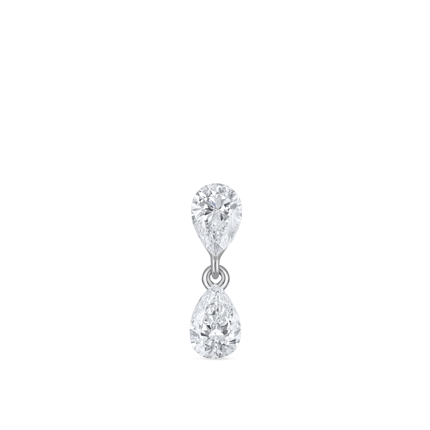 Invisible Set Diamond Pear Dangle Threaded Stud Earring With Titanium Backing
