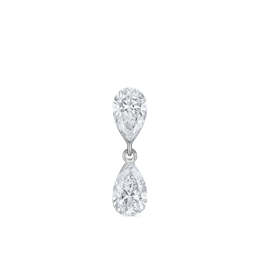 Invisible Set Diamond Pear Dangle Threaded Stud Earring With Titanium Backing