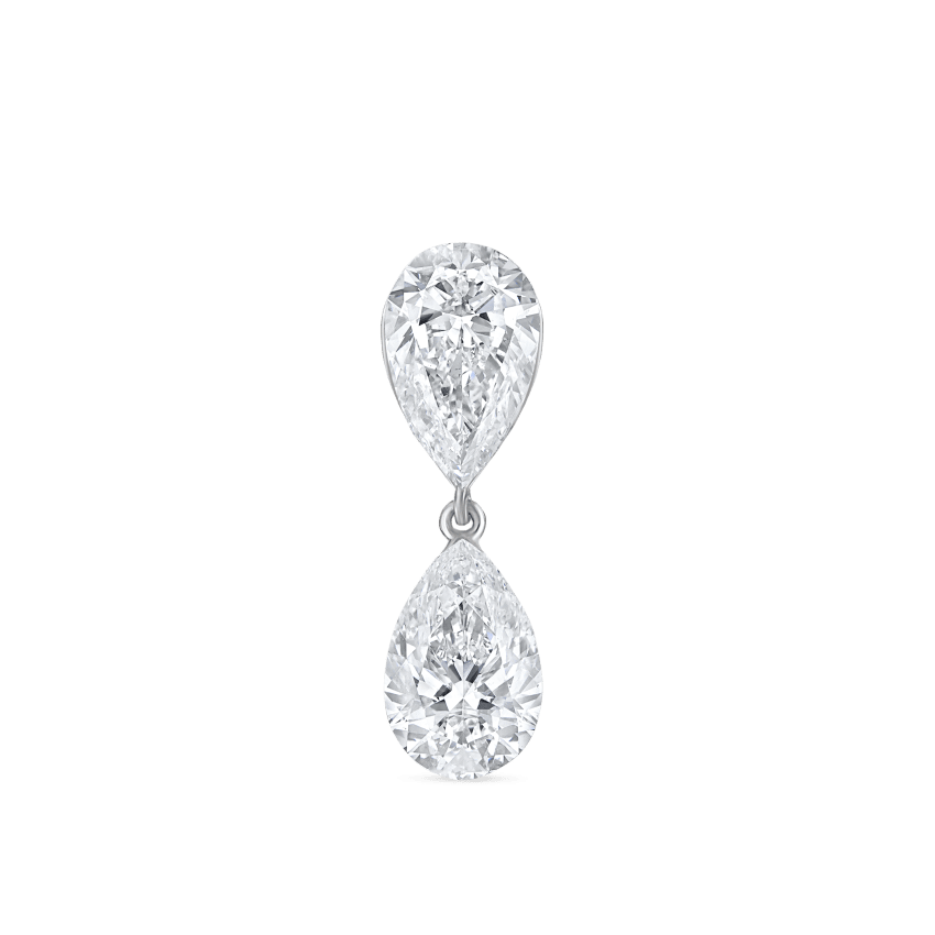 Invisible Set Diamond Pear Dangle Threaded Stud Earring With Titanium Backing