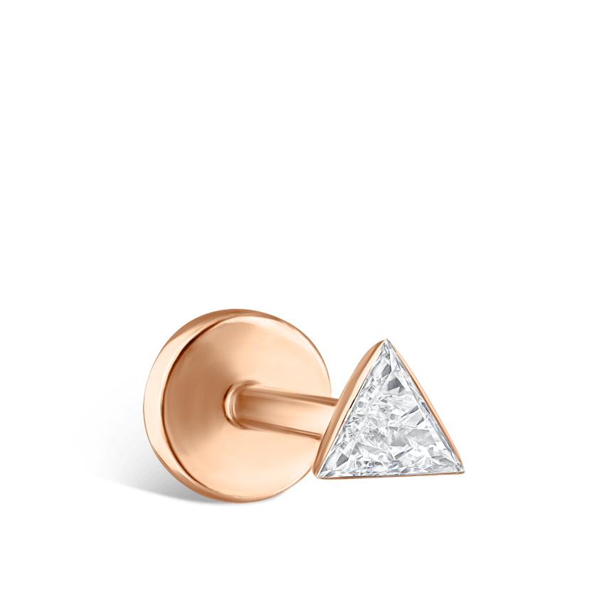 Invisible Set Triangle Diamond Threaded Stud Earring With Titanium Backing