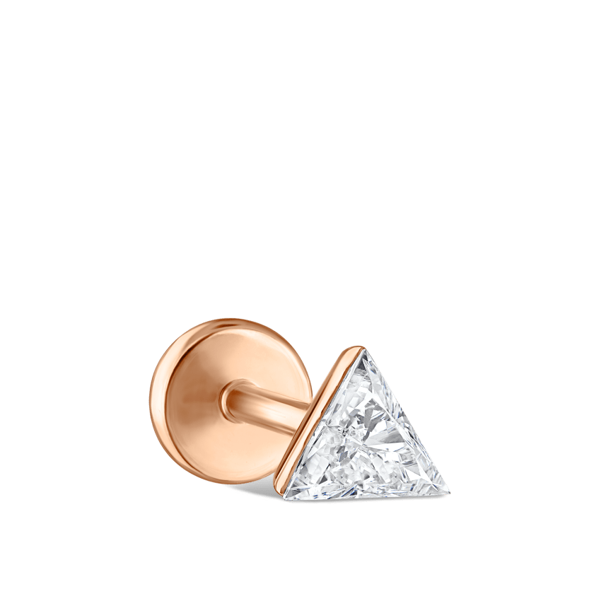 Invisible Set Triangle Diamond Threaded Stud Earring With Titanium Backing