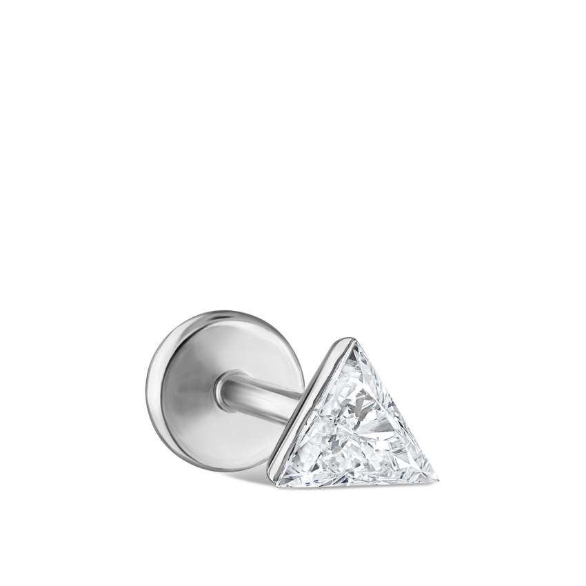 Invisible Set Triangle Diamond Threaded Stud Earring With Titanium Backing