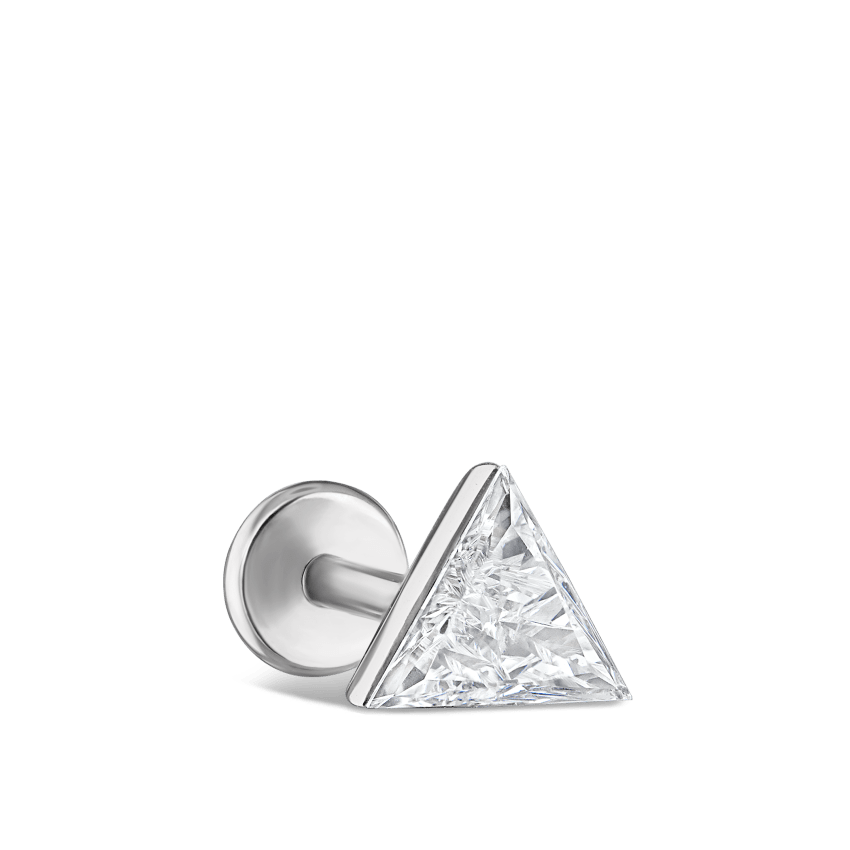 Invisible Set Triangle Diamond Threaded Stud Earring With Titanium Backing