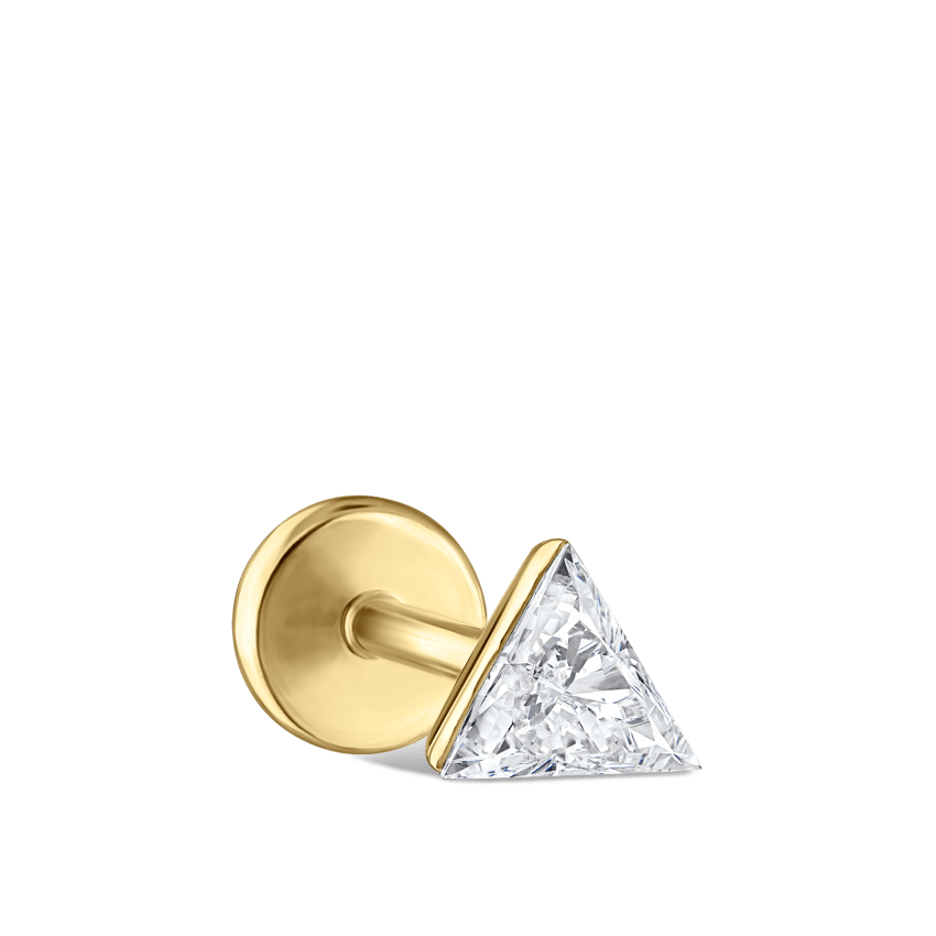 Invisible Set Triangle Diamond Threaded Stud Earring With Titanium Backing