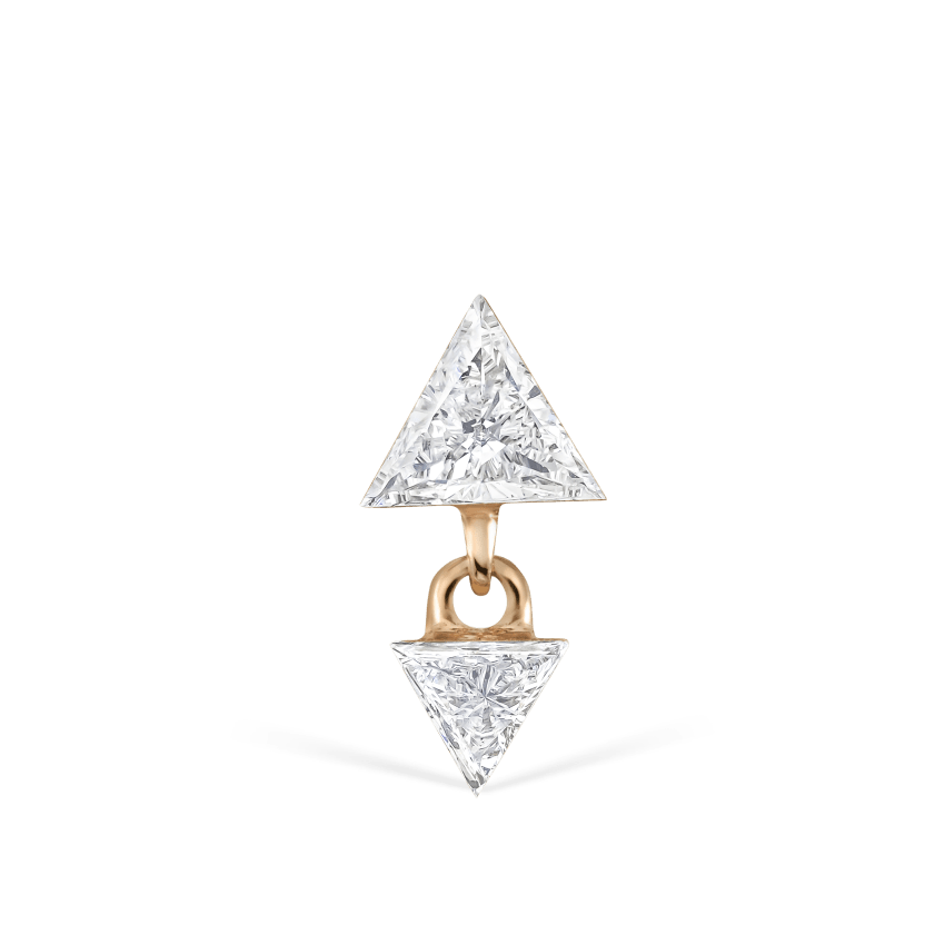 Invisible Set Triangle Diamond Dangle Threaded Earring With Titanium Backing