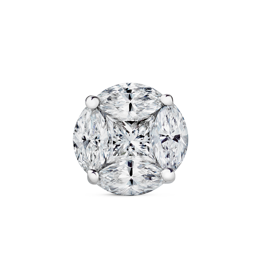 Diamond Cluster Threaded Stud Earring