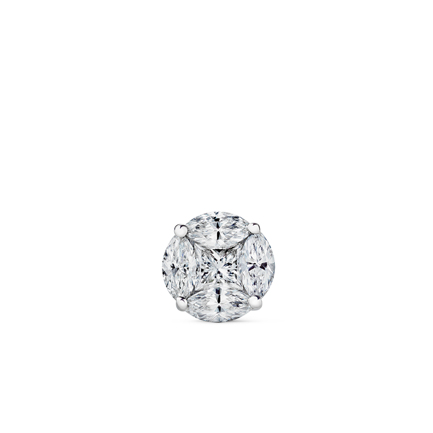 Diamond Cluster Threaded Stud Earring