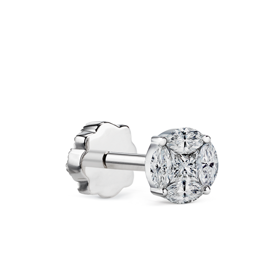 Diamond Cluster Threaded Stud Earring