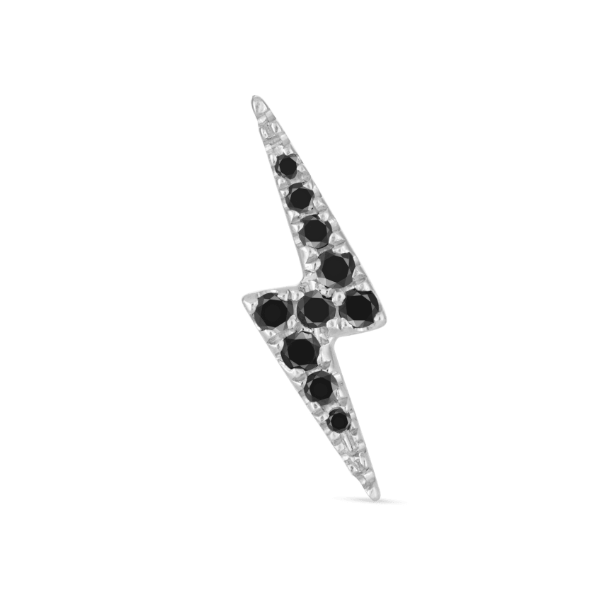 Black Diamond Lightning Bolt Threaded Stud Earring With Titanium Backing