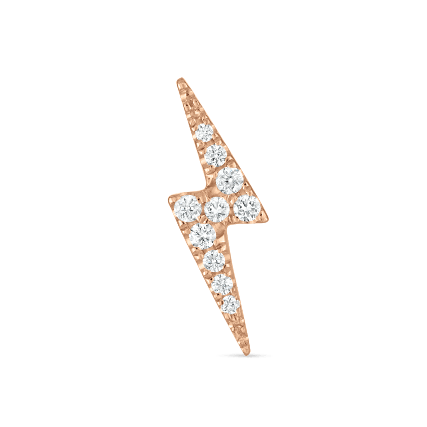 Diamond Lightning Bolt Threaded Stud Earring With Titanium Backing