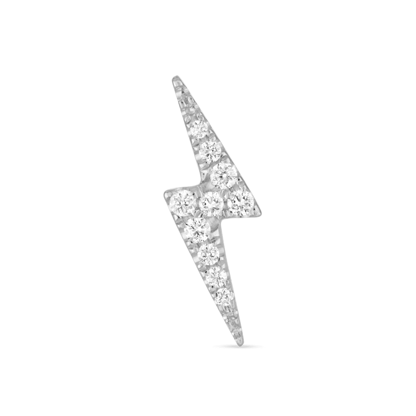 Diamond Lightning Bolt Threaded Stud Earring