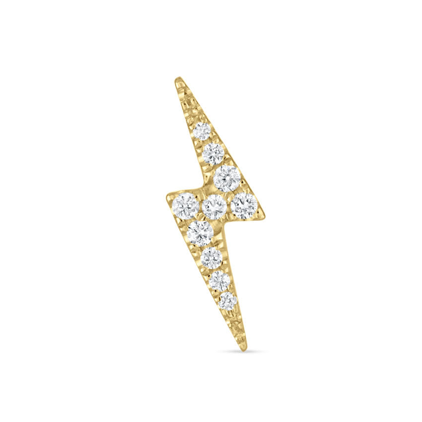 Diamond Lightning Bolt Threaded Stud Earring