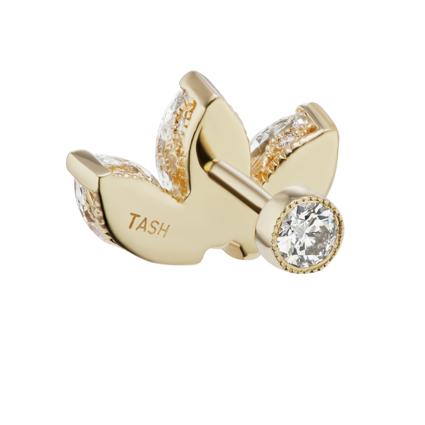 Invisible Diamond Lotus Threaded Stud Earring With Titanium Backing