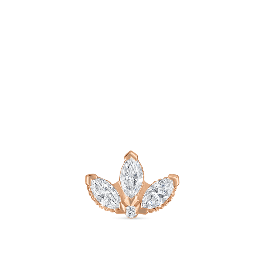 Diamond Engraved Lotus Threaded Stud Earring With Titanium Backing