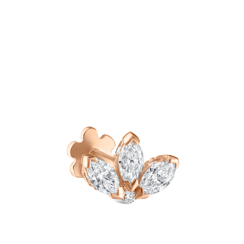 Diamond Engraved Lotus Threaded Stud Earring With Titanium Backing