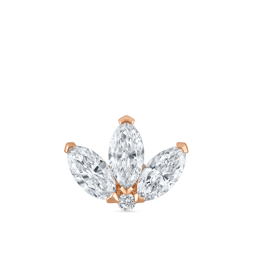 Diamond Engraved Lotus Threaded Stud Earring With Titanium Backing