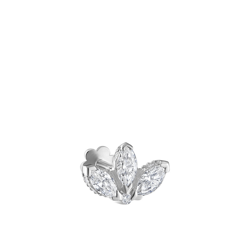 Diamond Engraved Lotus Threaded Stud Earring With Titanium Backing