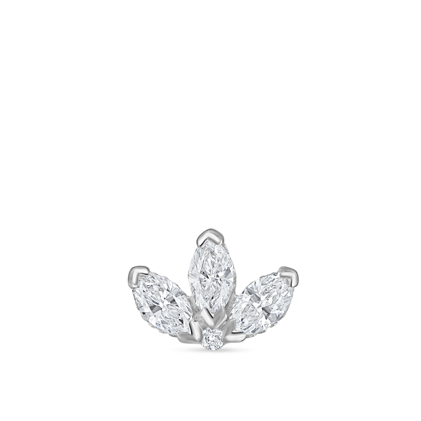 Diamond Engraved Lotus Threaded Stud Earring With Titanium Backing