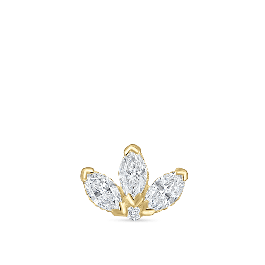 Diamond Engraved Lotus Threaded Stud Earring With Titanium Backing