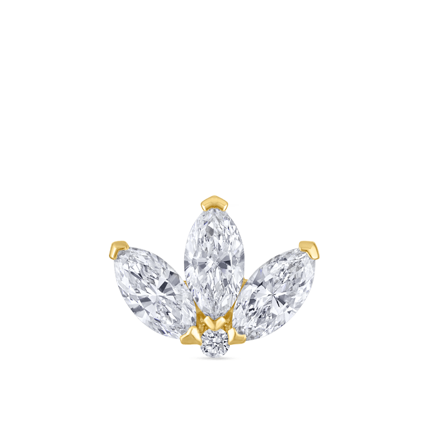 Diamond Engraved Lotus Threaded Stud Earring With Titanium Backing