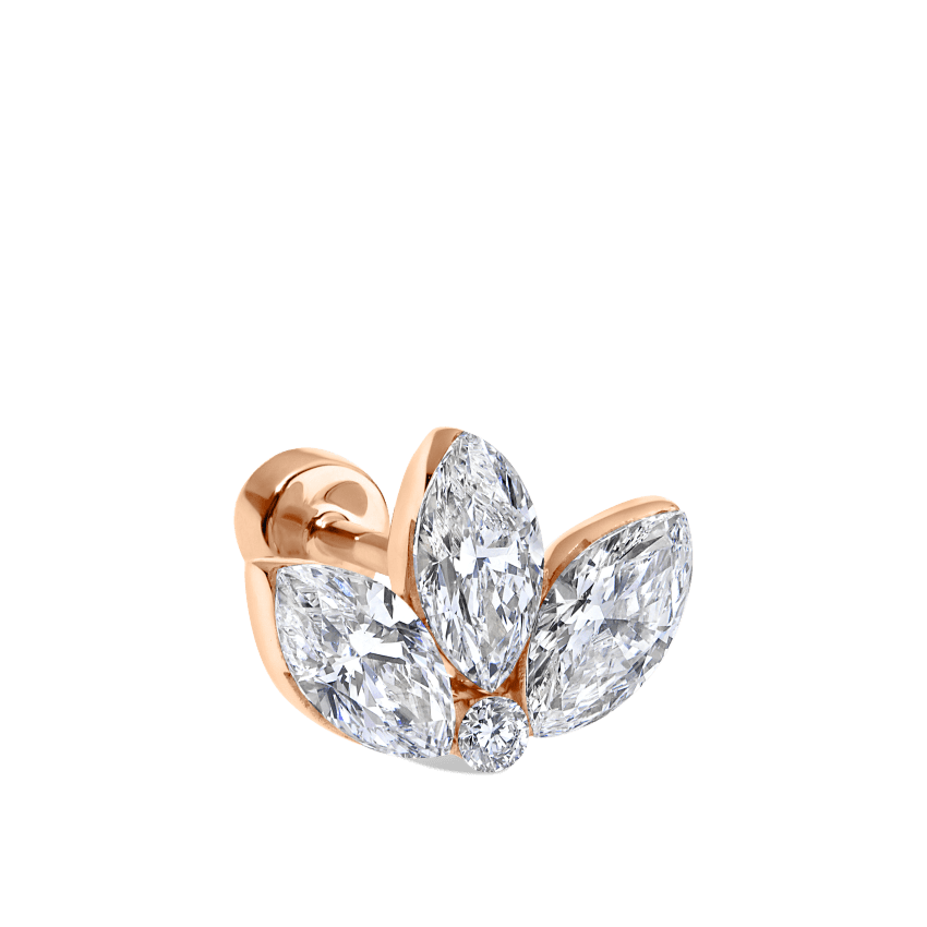 Invisible Diamond Lotus Threaded Stud Earring With Titanium Backing