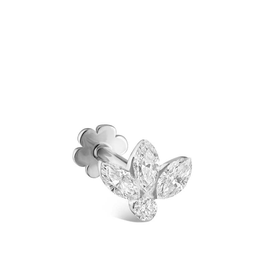 Invisible Diamond Lotus Threaded Stud Earring With Titanium Backing