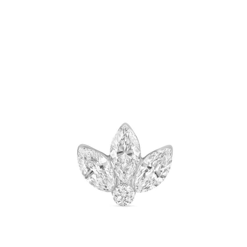 Invisible Diamond Lotus Threaded Stud Earring With Titanium Backing