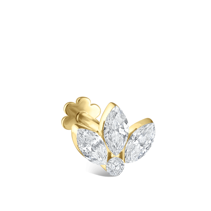 Invisible Diamond Lotus Threaded Stud Earring With Titanium Backing