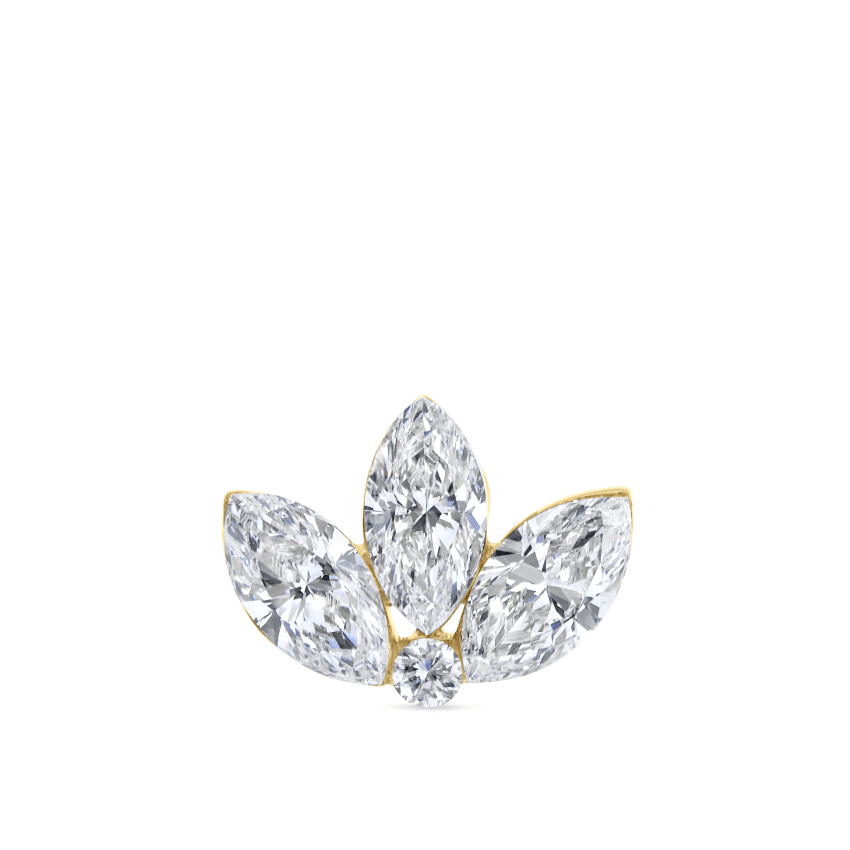 Invisible Diamond Lotus Threaded Stud Earring With Titanium Backing