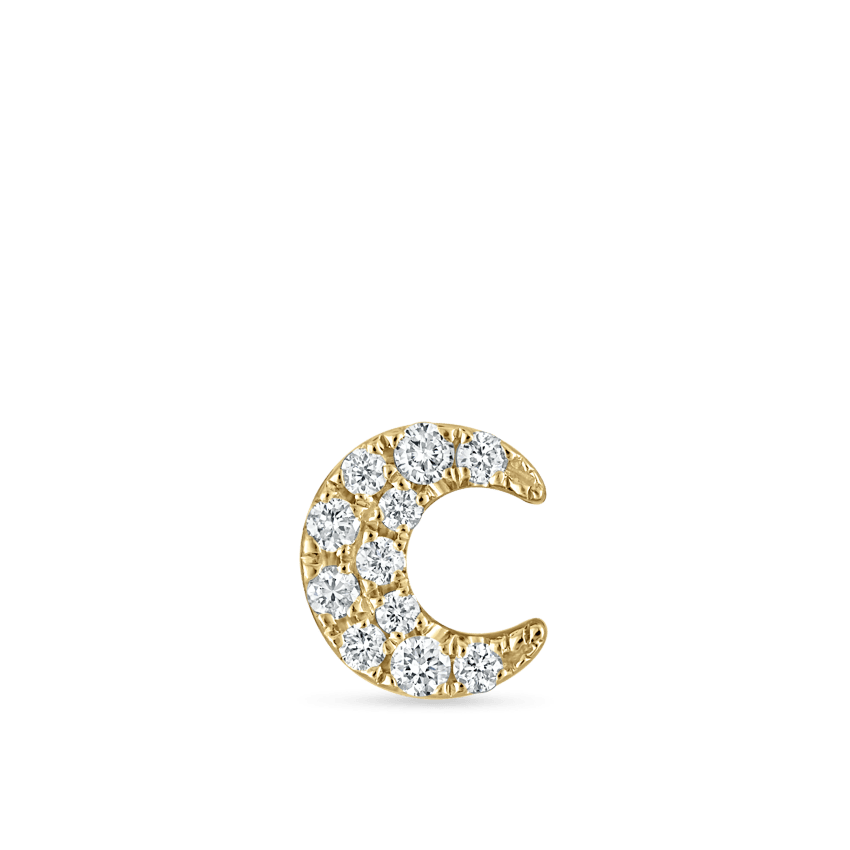 Diamond Moon Threaded Stud Earring