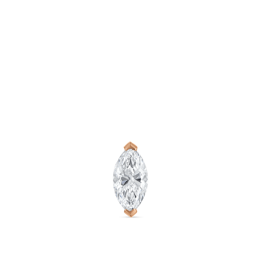 Marquise Diamond Threaded Stud Earring With Titanium Backing