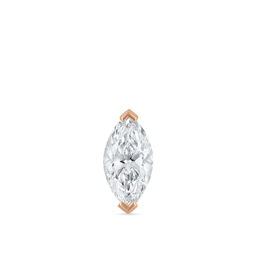 Marquise Diamond Threaded Stud Earring With Titanium Backing