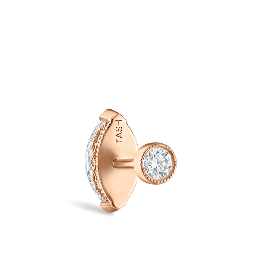 Marquise Diamond Threaded Stud Earring With Titanium Backing