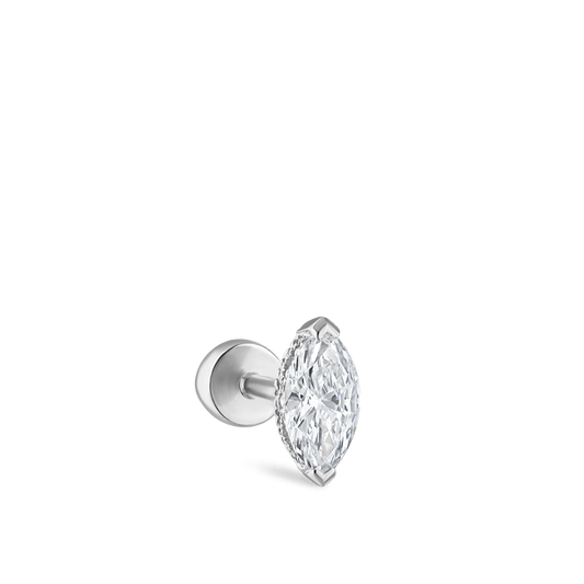 Marquise Diamond Threaded Stud Earring