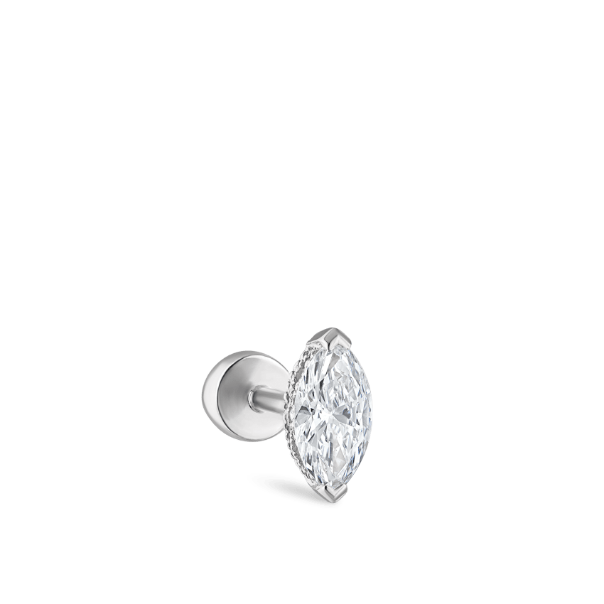 Marquise Diamond Threaded Stud Earring With Titanium Backing