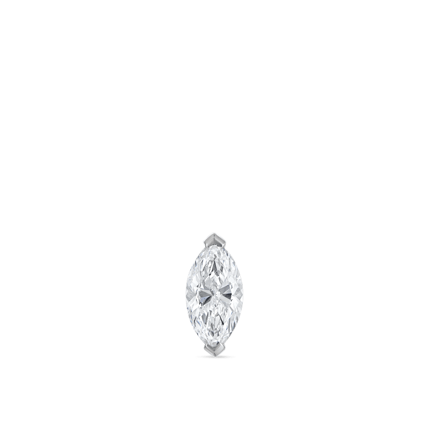 Marquise Diamond Threaded Stud Earring With Titanium Backing