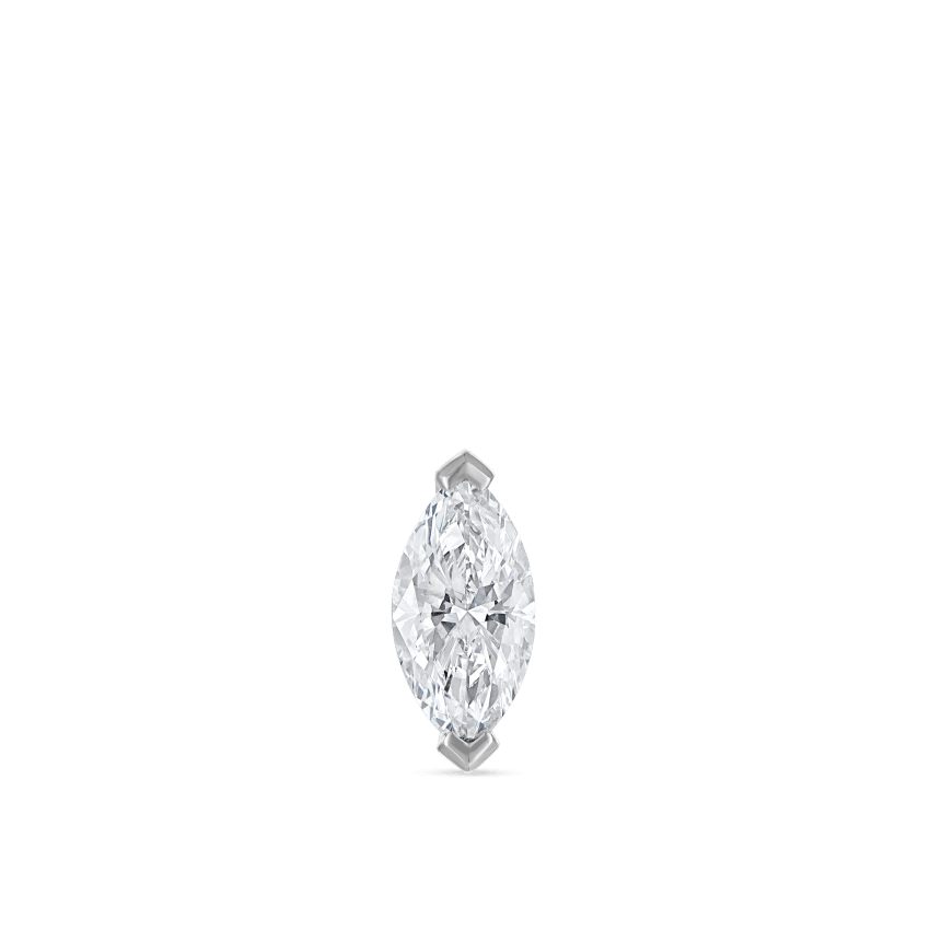 Marquise Diamond Threaded Stud Earring With Titanium Backing