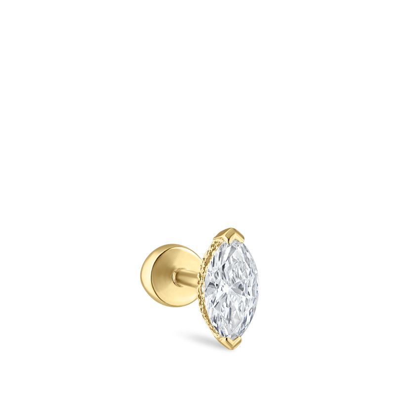 Marquise Diamond Threaded Stud Earring With Titanium Backing