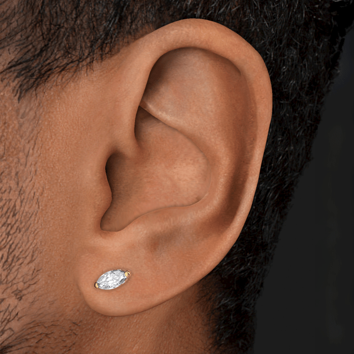 Marquise Diamond Threaded Stud Earring