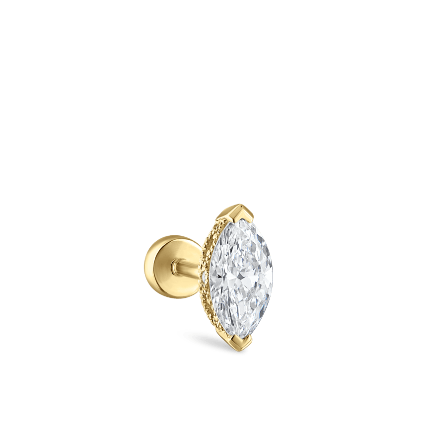 Marquise Diamond Threaded Stud Earring With Titanium Backing