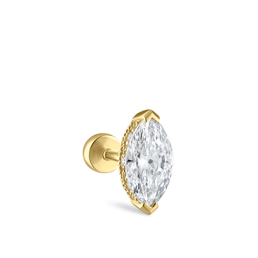 Marquise Diamond Threaded Stud Earring With Titanium Backing