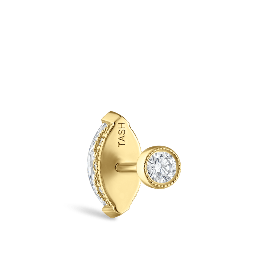 Marquise Diamond Threaded Stud Earring With Titanium Backing