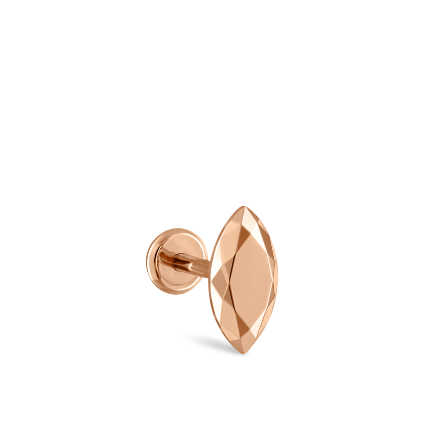 Faceted Gold Marquise Threaded Stud Earring With Titanium Backing