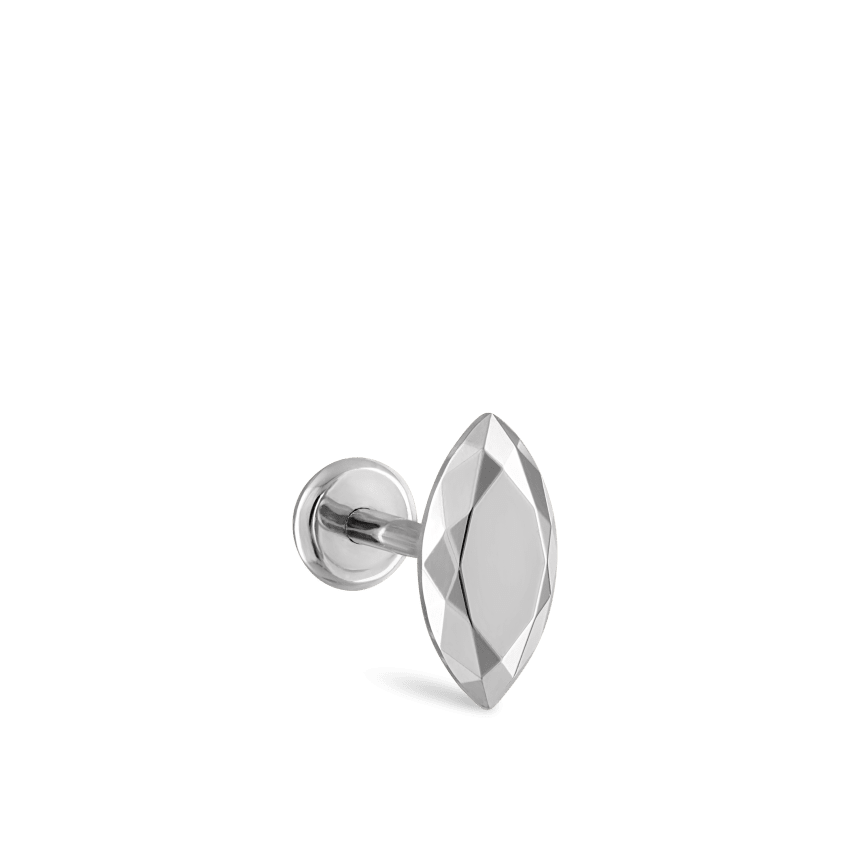 Faceted Gold Marquise Threaded Stud Earring With Titanium Backing