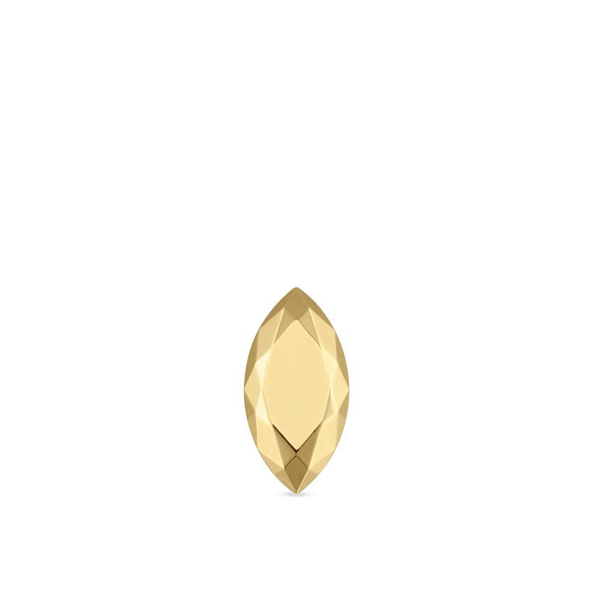 Faceted Gold Marquise Threaded Stud Earring With Titanium Backing