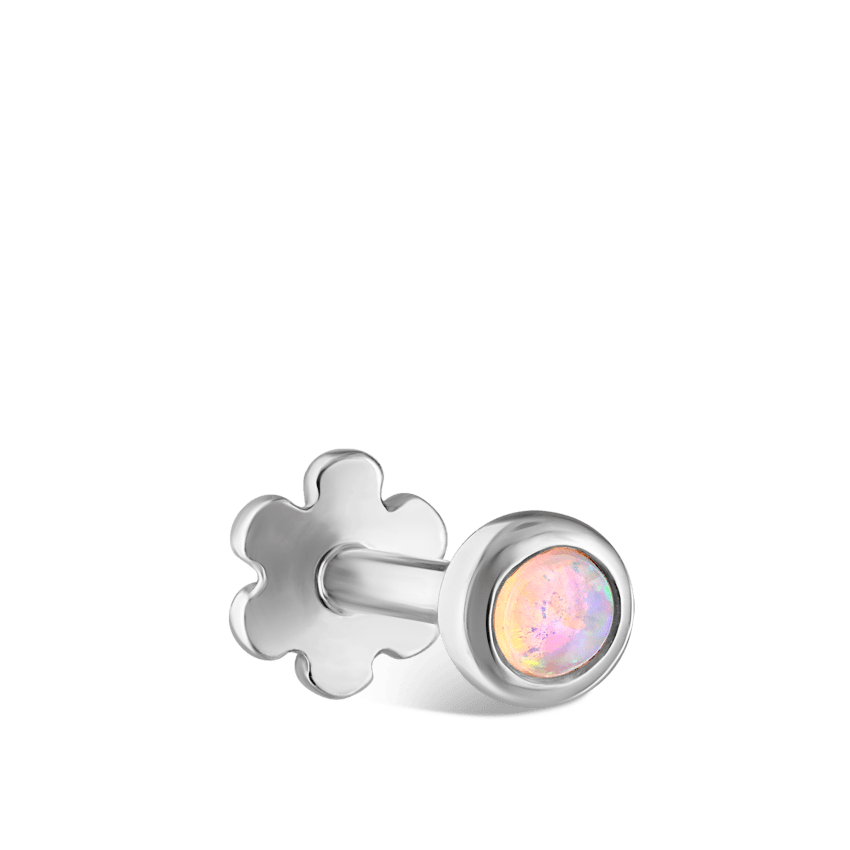 Opal Threaded Stud Earring With Titanium Backing