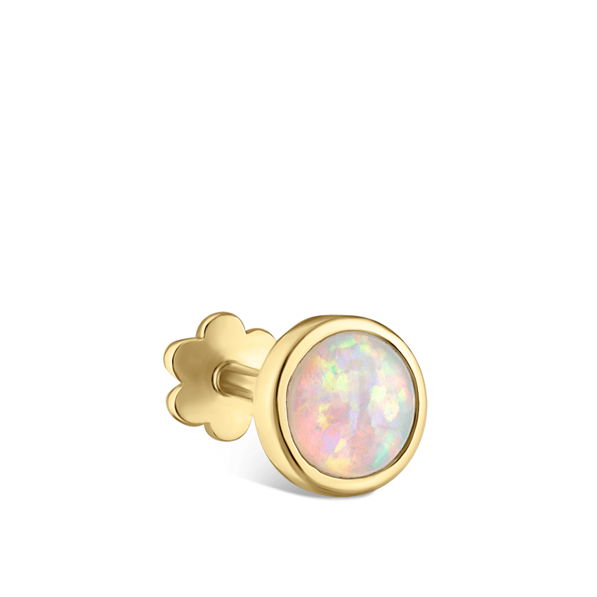 Opal Threaded Stud Earring With Titanium Backing